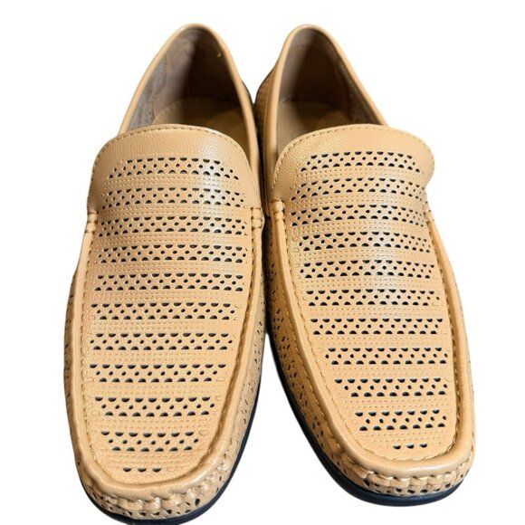 New Montique Men\'s Tan Weave Pattern Fashion Loafers Shoes Size 13  S22